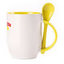 A cup with a spoon. Yellow (250 ml)