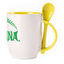 A cup with a spoon. Yellow (250 ml)
