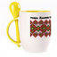 A cup with a spoon. Yellow (250 ml)