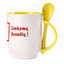 A cup with a spoon. Yellow (250 ml)