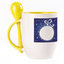A cup with a spoon. Yellow (250 ml)
