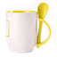 A cup with a spoon. Yellow (250 ml)