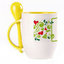 A cup with a spoon. Yellow (250 ml)