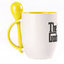 A cup with a spoon. Yellow (250 ml)
