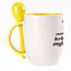 A cup with a spoon. Yellow (250 ml)