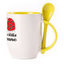 A cup with a spoon. Yellow (250 ml)