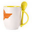 A cup with a spoon. Yellow (250 ml)