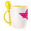 A cup with a spoon. Yellow (250 ml)