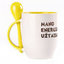 A cup with a spoon. Yellow (250 ml)