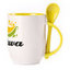 A cup with a spoon. Yellow (250 ml)
