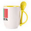 A cup with a spoon. Yellow (250 ml)