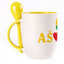 A cup with a spoon. Yellow (250 ml)
