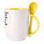 A cup with a spoon. Yellow (250 ml)