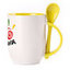 A cup with a spoon. Yellow (250 ml)