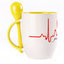 A cup with a spoon. Yellow (250 ml)