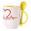 A cup with a spoon. Yellow (250 ml)