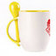 A cup with a spoon. Yellow (250 ml)