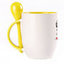 A cup with a spoon. Yellow (250 ml)