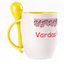 A cup with a spoon. Yellow (250 ml)