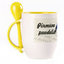 A cup with a spoon. Yellow (250 ml)