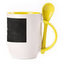 A cup with a spoon. Yellow (250 ml)