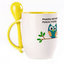 A cup with a spoon. Yellow (250 ml)