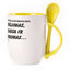 A cup with a spoon. Yellow (250 ml)