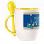 A cup with a spoon. Yellow (250 ml)