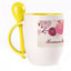 A cup with a spoon. Yellow (250 ml)