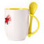 A cup with a spoon. Yellow (250 ml)