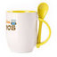 A cup with a spoon. Yellow (250 ml)