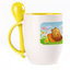A cup with a spoon. Yellow (250 ml)