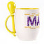 A cup with a spoon. Yellow (250 ml)