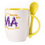 A cup with a spoon. Yellow (250 ml)