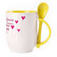 A cup with a spoon. Yellow (250 ml)