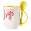 A cup with a spoon. Yellow (250 ml)