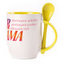 A cup with a spoon. Yellow (250 ml)