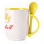 A cup with a spoon. Yellow (250 ml)