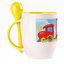 A cup with a spoon. Yellow (250 ml)