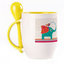 A cup with a spoon. Yellow (250 ml)
