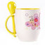 A cup with a spoon. Yellow (250 ml)