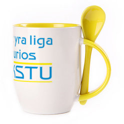 Puodelis su šaukšteliu. Geltonas (250 ml)