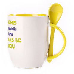A cup with a spoon. Yellow (250 ml)