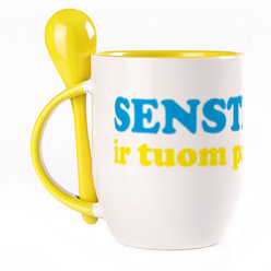 A cup with a spoon. Yellow (250 ml)