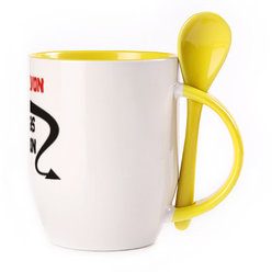 A cup with a spoon. Yellow (250 ml)