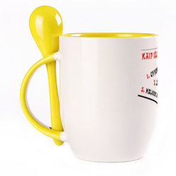 A cup with a spoon. Yellow (250 ml)