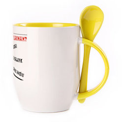 A cup with a spoon. Yellow (250 ml)