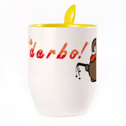 A cup with a spoon. Yellow (250 ml)