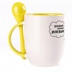 A cup with a spoon. Yellow (250 ml)