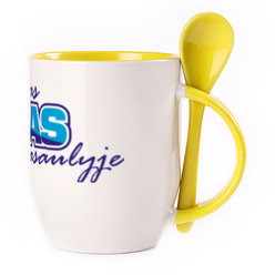A cup with a spoon. Yellow (250 ml)